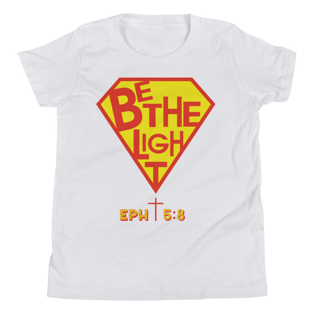Christian Clothing White Be The Light Design Youth Tee