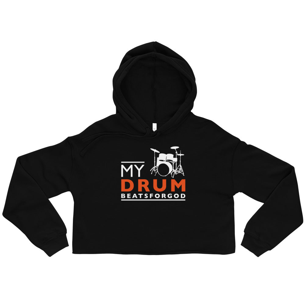 Christian Hoodies Black My Drum Beats Design Cropped Hoodie