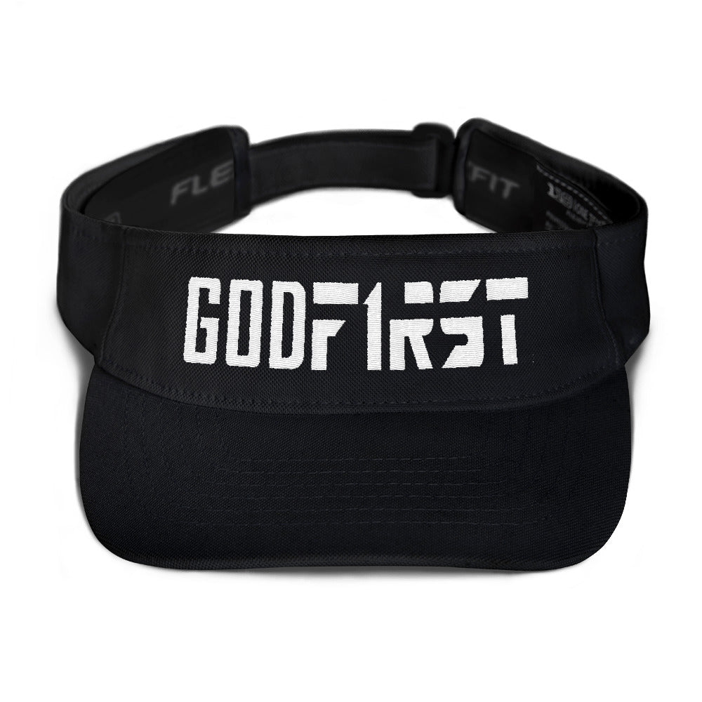 Christian Hats Black Visor With White God First Lettering