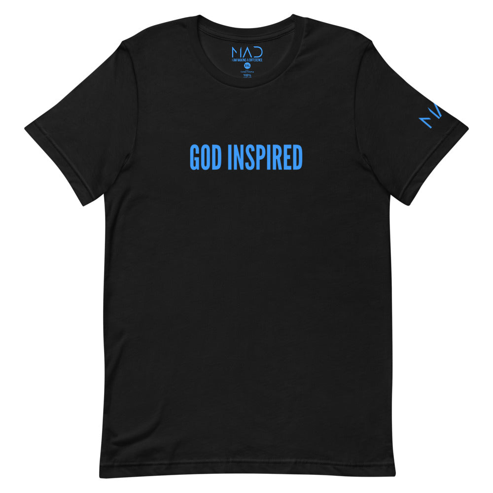 MAD Apparel God Inspired T-shirt Black with blue text